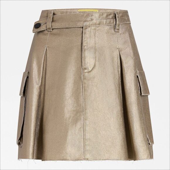 Circus by Sam Edelman Gold Cargo Packets Mini Skirt w Cut Hem Size 31 NWT - Picture 7 of 10